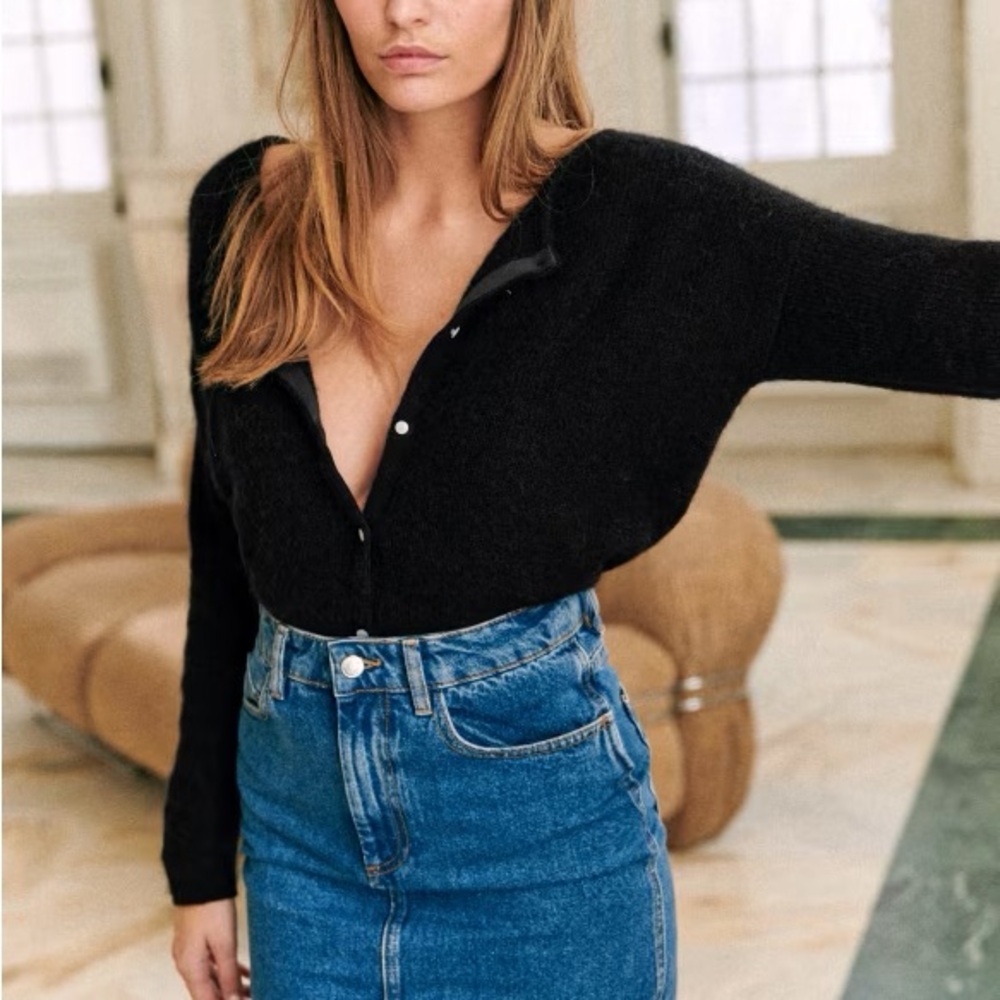 Sezane Gaspard Cardigan in Black